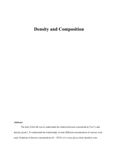 Density and Composition Lab Report: Sucrose Solutions