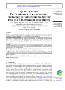 Determinants of E-commerce Customer Satisfaction: IT Innovation Mediation