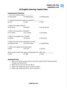 A2 English Listening: Capital Cities Exercise