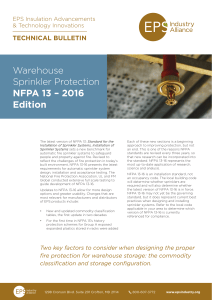 Warehouse Sprinkler Protection NFPA 13-2016 Technical Bulletin