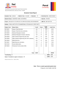 Parul University Semester Grade Report