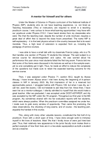 Reflection on Physics Teaching Practicum: Mentorship & Pedagogy