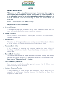 Education for All Notes - Maple Leaf Kingsley