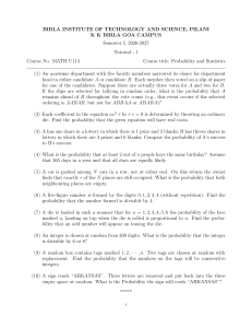 MATH U113 Probability and Statistics Tutorial 1 Problems