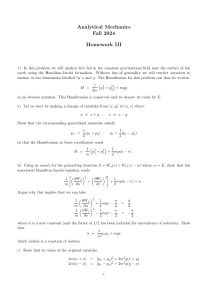 Analytical Mechanics Homework III: Hamilton-Jacobi Formalism