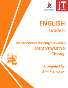 Grade 8 English Transactional Writing: Reviews