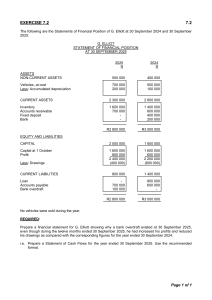 Exercise 7.2: Statement of Cash Flows for G. Elliott