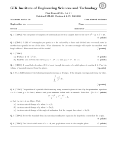 Calculus-I Final Exam Fall 2021 GIK Institute