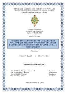 Analyse Comparative des Codes Parasismiques Algerien et Japonais
