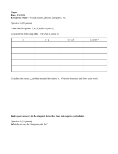 Math Test: Mean, Standard Deviation, Z-Scores, Histograms