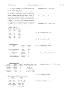 PAP Chemistry: Dimensional Analysis I Notes