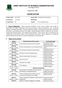 Principles of Accounting Course Outline - AIBA BBA