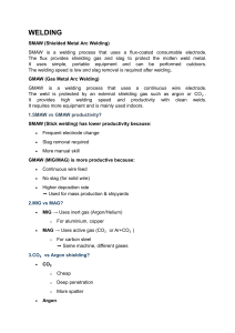Welding Processes: SMAW, GMAW, FCAW, SAW, TIG