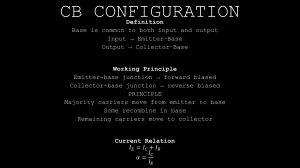CB Configuration: Transistor Working Principle