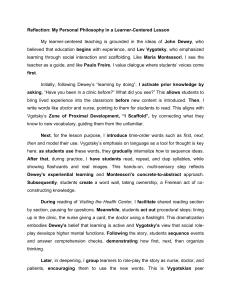 Learner-Centered Lesson Philosophy: Dewey, Vygotsky, Montessori
