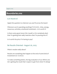 Is It Worth It? Be Results Oriented - Boundaries.me