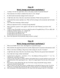 Class 11 Physics Work Energy Power Worksheets