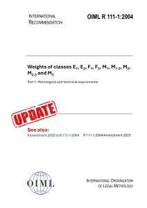 OIML R 111-1:2004 Weights Standard - Metrological Requirements