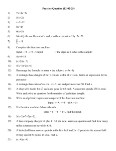 Algebra Practice Questions Worksheet