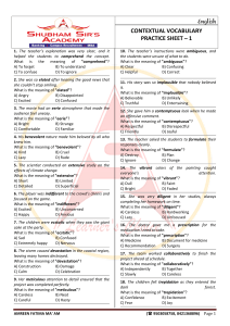 Contextual Vocabulary Practice Sheet 1