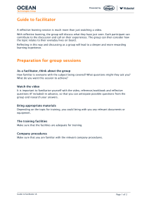 Guide to Facilitator: Reflective Learning Sessions