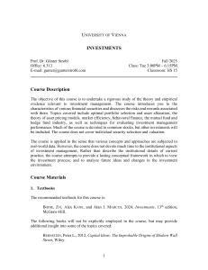 University of Vienna Investments Course Syllabus