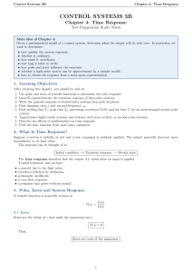 Control Systems 3B Chapter 4: Time Response Study Notes