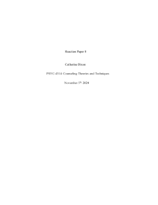 Reaction Paper on Cognitive Behavior Therapy (CBT)