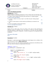 Data Structures Midterm Exam - Ain Shams University