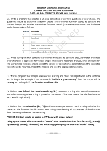 Class 12 Computer Science Holiday Homework 2023-24