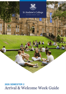 St Andrew's College 2026 Semester 2 Arrival & Welcome Week Guide