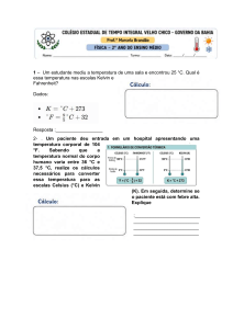 Prova de F&iacute;sica: Temperatura e Calor - 2&ordm; Ano EM