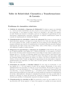 Taller de Relatividad: Cinem&aacute;tica y Transformaciones de Lorentz