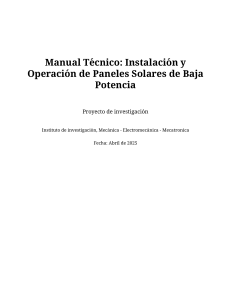 Manual T&eacute;cnico de Paneles Solares de Baja Potencia