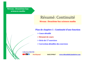R&eacute;sum&eacute; de cours : Continuit&eacute; (2&egrave;me bac SM)