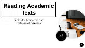 Reading Academic Texts: English for Academic Purposes