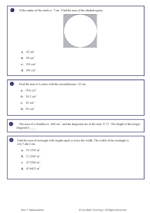Year 7 Mensuration Math Worksheet