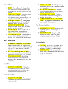 Accounting Terms: Current Assets, Liabilities, Equity Definitions