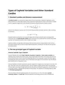 Types of Cepheid Variables & Standard Candles