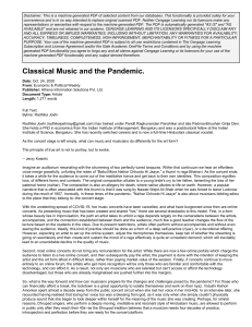 Classical Music and the Pandemic: Challenges and Adaptations