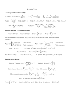 Hoja de F&oacute;rmulas de Probabilidad y Estad&iacute;stica