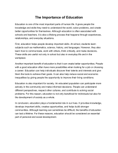 The Importance of Education: Benefits for Individuals and Society