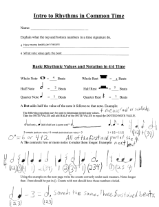 Intro to Rhythms in Common Time Worksheet