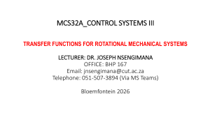 Transfer Functions for Rotational Mechanical Systems