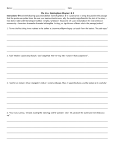 The Giver Chapters 3-4 Reading Quiz