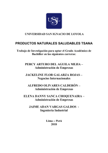 TSANA Productos Naturales Saludables: Trabajo de Investigaci&oacute;n
