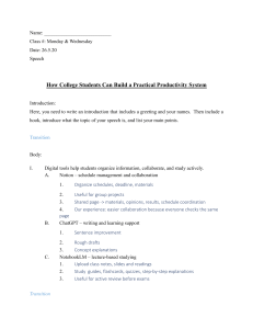 College Productivity System: Speech Outline