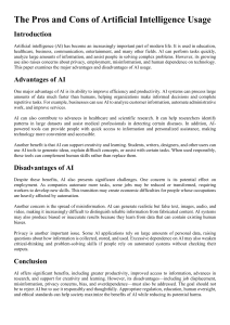 Pros and Cons of AI Usage: A Research Paper