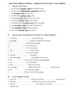 English Grammar Practice: Present Simple, Continuous, Past Simple