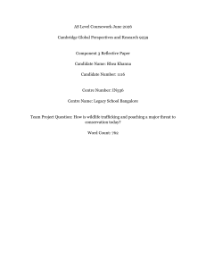 AS Level Reflective Paper: Wildlife Trafficking & Conservation Threat